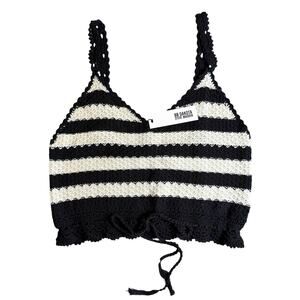 BB Dakota Steve Madden Striped Crochet Crop Top NWT 100% Cotton Women’s Medium